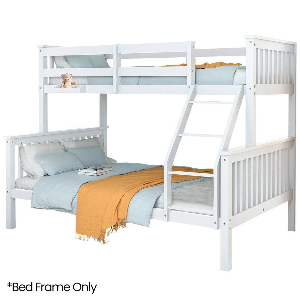 Modular Single/Double Bunk Bed Frame, Solid Pine, Convertible Design, White