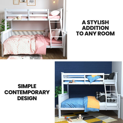 Modular Single/Double Bunk Bed Frame, Solid Pine, Convertible Design, White