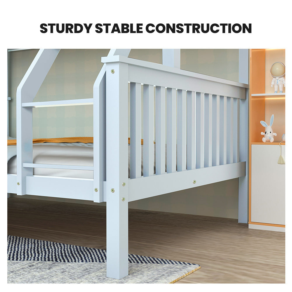 Modular Single/Double Bunk Bed Frame, Solid Pine, Convertible Design, White