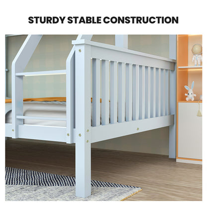 Modular Single/Double Bunk Bed Frame, Solid Pine, Convertible Design, White