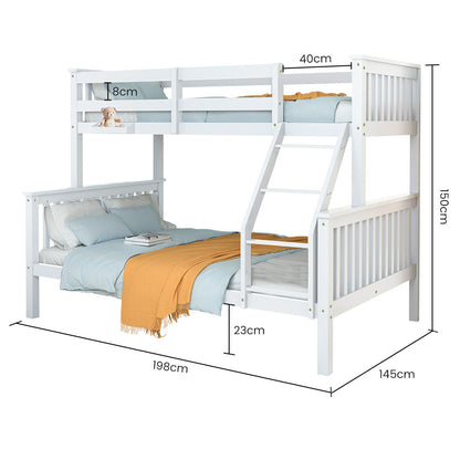 Modular Single/Double Bunk Bed Frame, Solid Pine, Convertible Design, White