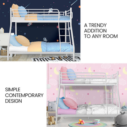 Single over Double Metal Bunk Bed Frame, Matte White