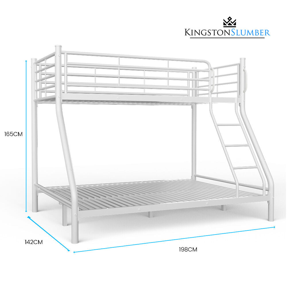 Single over Double Metal Bunk Bed Frame, Matte White
