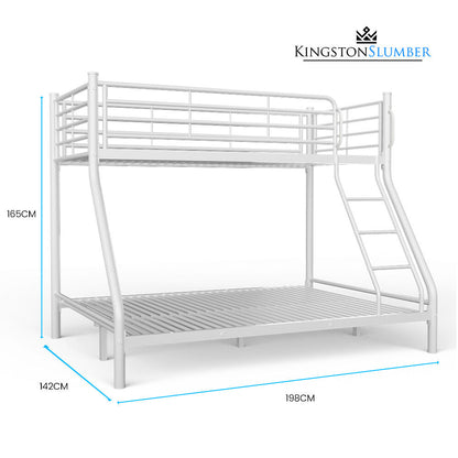 Single over Double Metal Bunk Bed Frame, Matte White