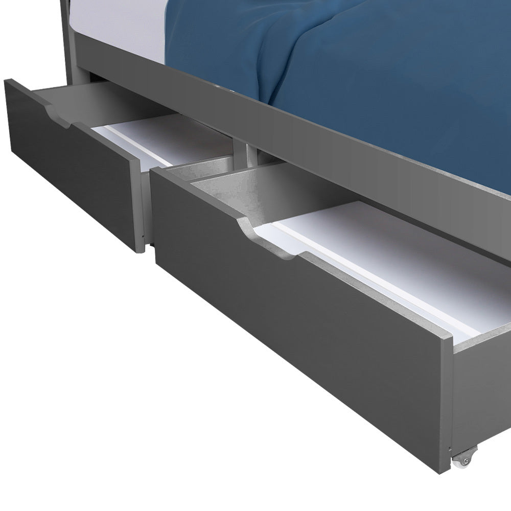 Under Bed Storage Drawers with Wheels, Solid Pine, Grey, 2 Pieces, 0.5m