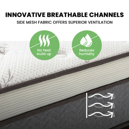 31cm King Single Mattress with Euro Top, Bamboo Fabric, Memory Foam & Latex