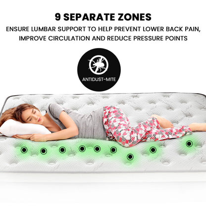 31cm King Single Mattress with Euro Top, Bamboo Fabric, Memory Foam & Latex