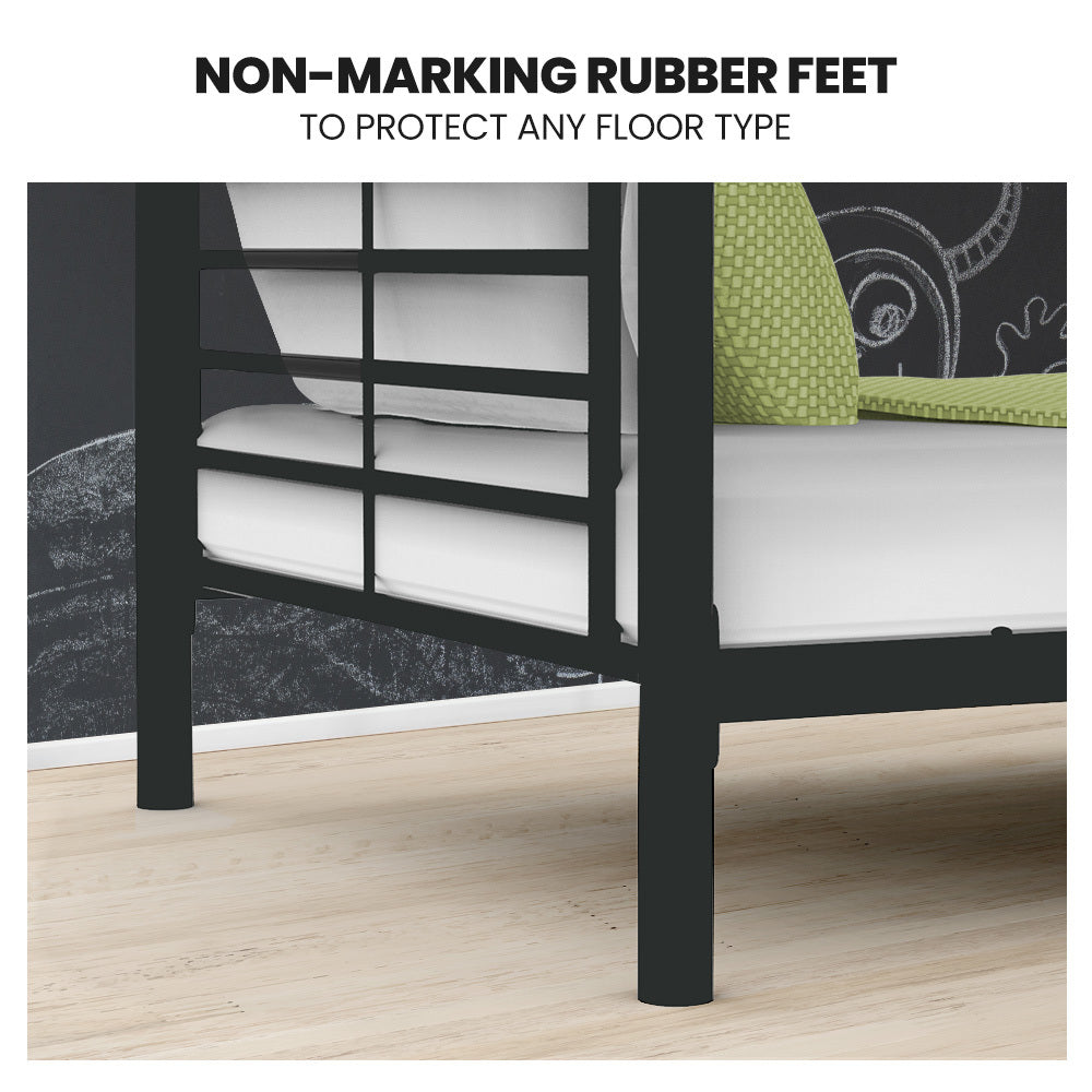 2-in-1 Modular Metal Bunk Bed Frame with Dark Grey Finish, Convertible Design