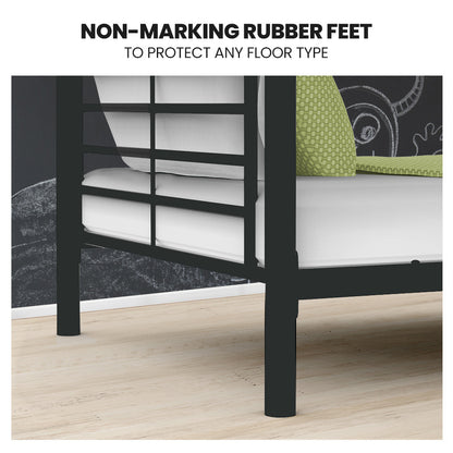 2-in-1 Modular Metal Bunk Bed Frame with Dark Grey Finish, Convertible Design