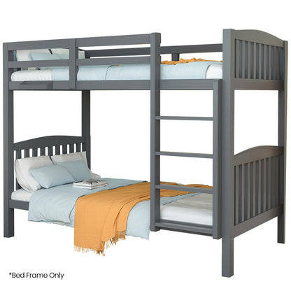 Modular Single Bunk Bed Frame with Convertible Design and Secure Ladder, Grey