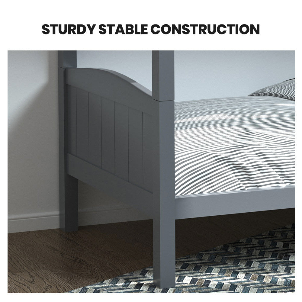 Convertible Pine Bunk Bed Frame - Modular Design, Splits into Two Single Beds