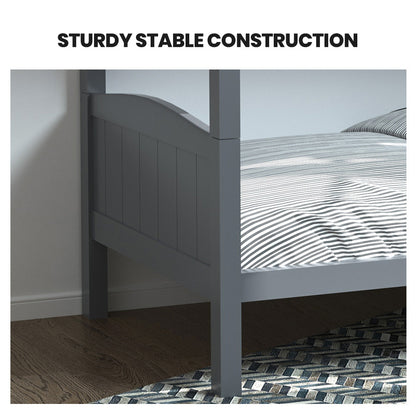 Convertible Pine Bunk Bed Frame - Modular Design, Splits into Two Single Beds