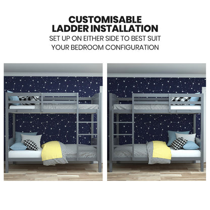 Convertible Pine Bunk Bed Frame - Modular Design, Splits into Two Single Beds
