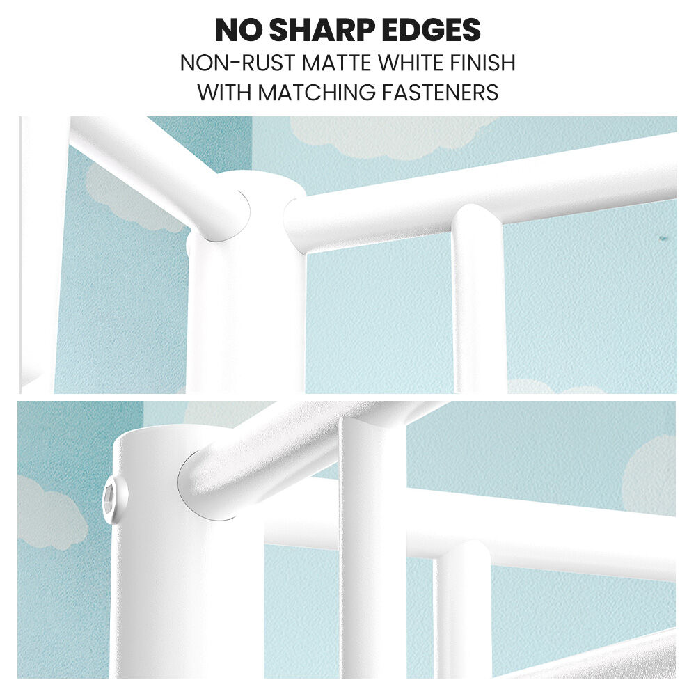 2in1 Single Metal Bunk Bed Frame, with Modular Design, Matte White