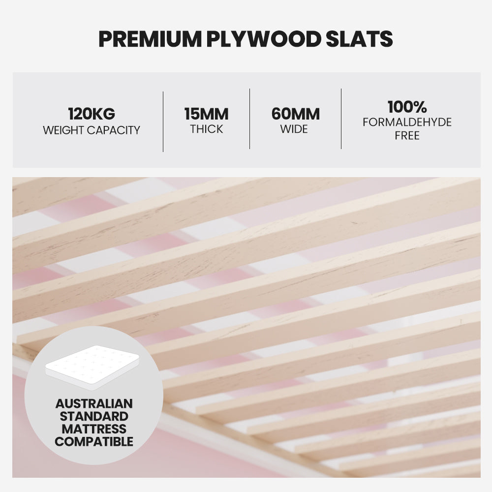 Children's Single Loft Bed Frame with Hideout and Customizable Curtains