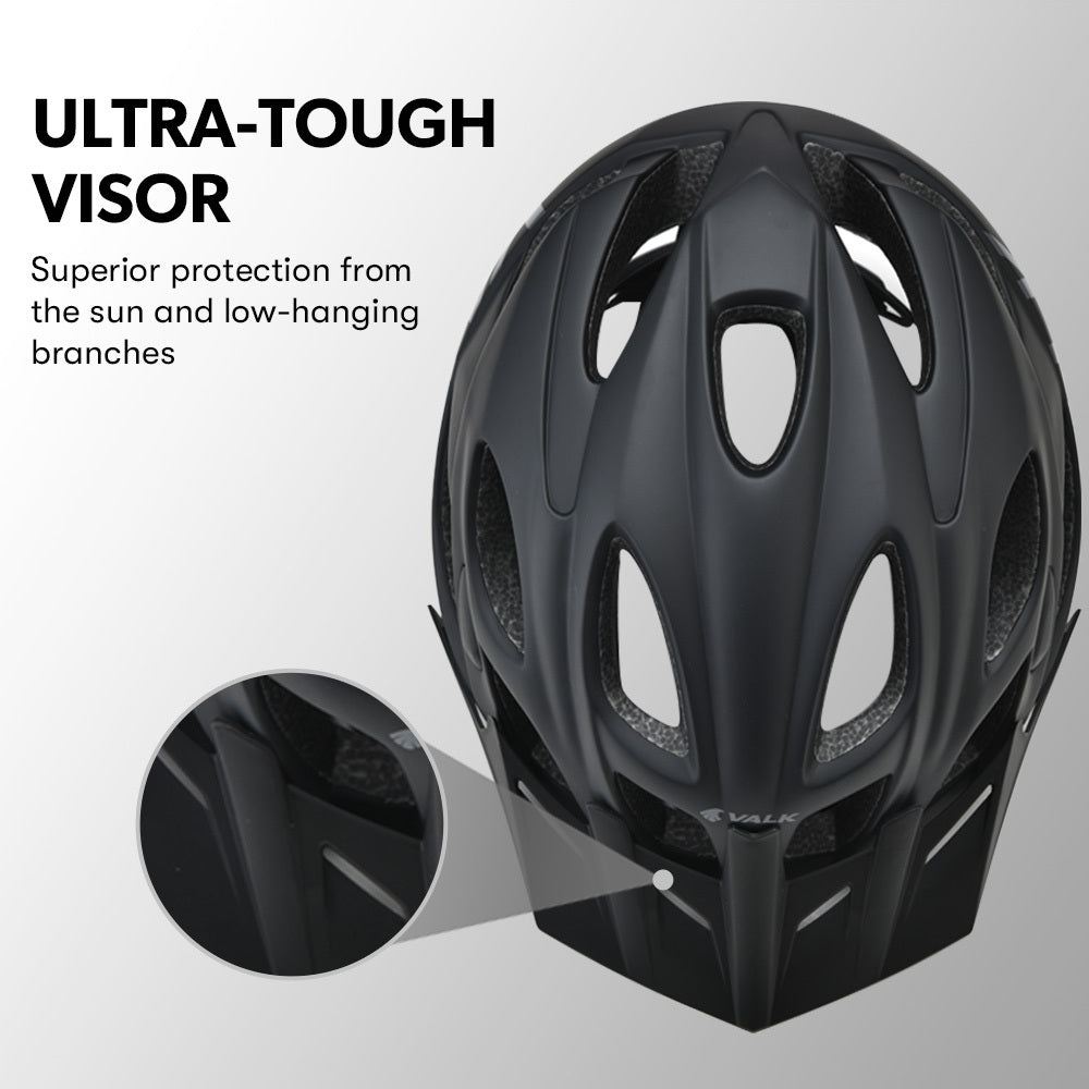 Adjustable Mountain Bike Helmet with 22 Vents and Visor, 56-58 cm, Medium