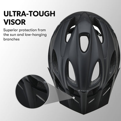 Adjustable Mountain Bike Helmet with 22 Vents and Visor, 56-58 cm, Medium