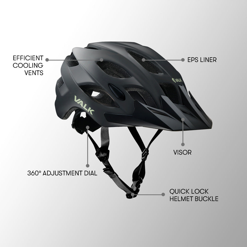 Adjustable Mountain Bike Helmet with 22 Vents, Medium (0.56-0.58 m)