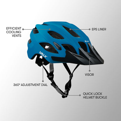 Adjustable Lightweight Mountain Bike Helmet with 22 Vents, Medium (56-58cm)