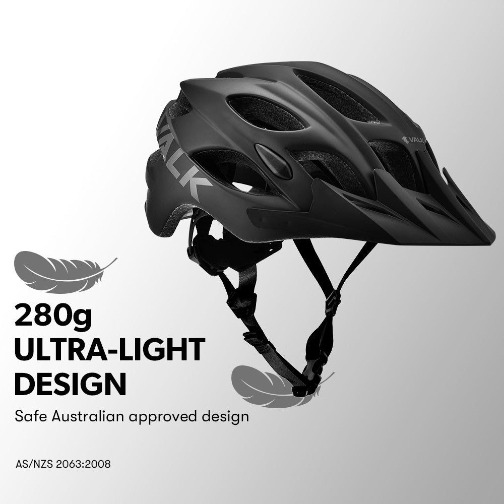 Adjustable Mountain Bike Helmet with 22 Vents & Visor, Size 0.54-0.56m