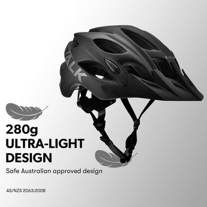 Adjustable Mountain Bike Helmet with 22 Vents & Visor, Size 0.54-0.56m