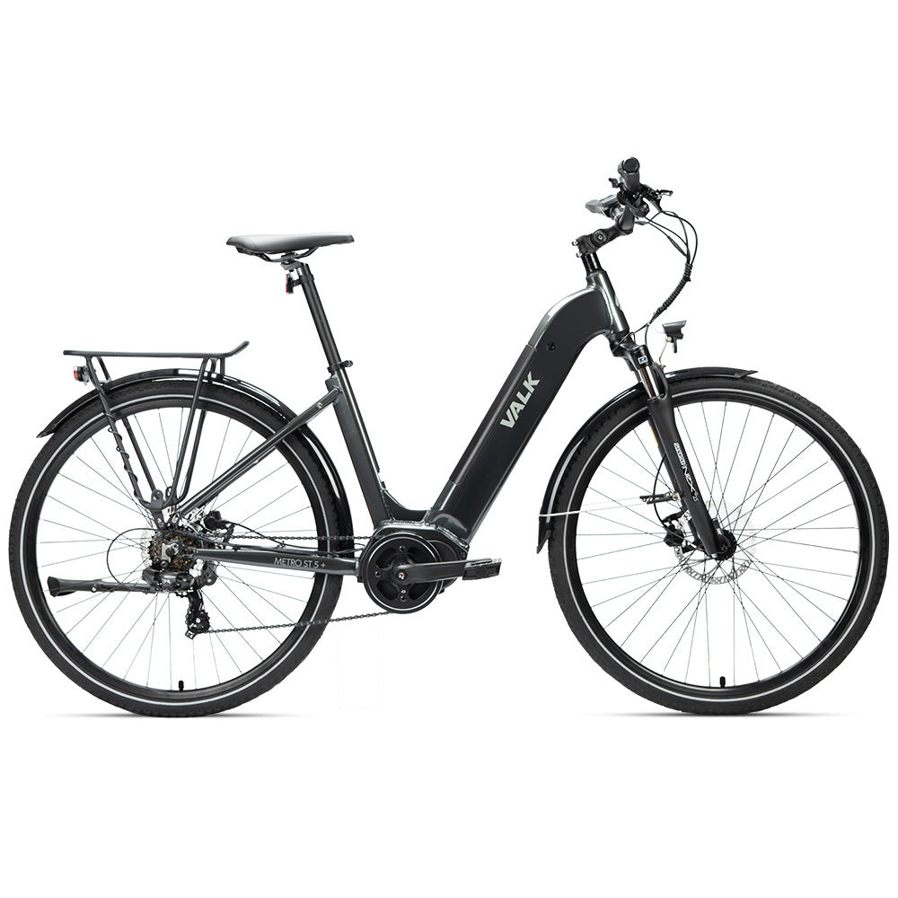 Electric Commuter Bike with Mid-Drive, Step-Thru Frame, Dark Grey, 85km Range