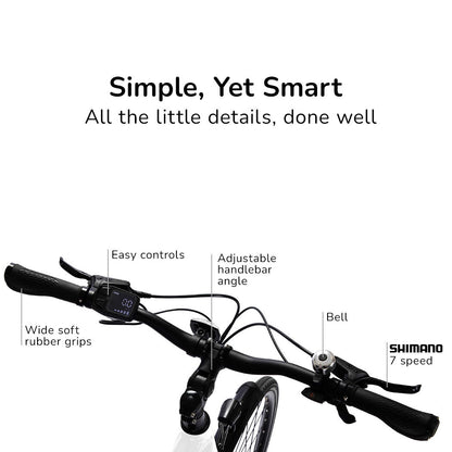 Electric Commuter Bike with Mid-Drive Motor, Step-Through Frame, White, 85km Range