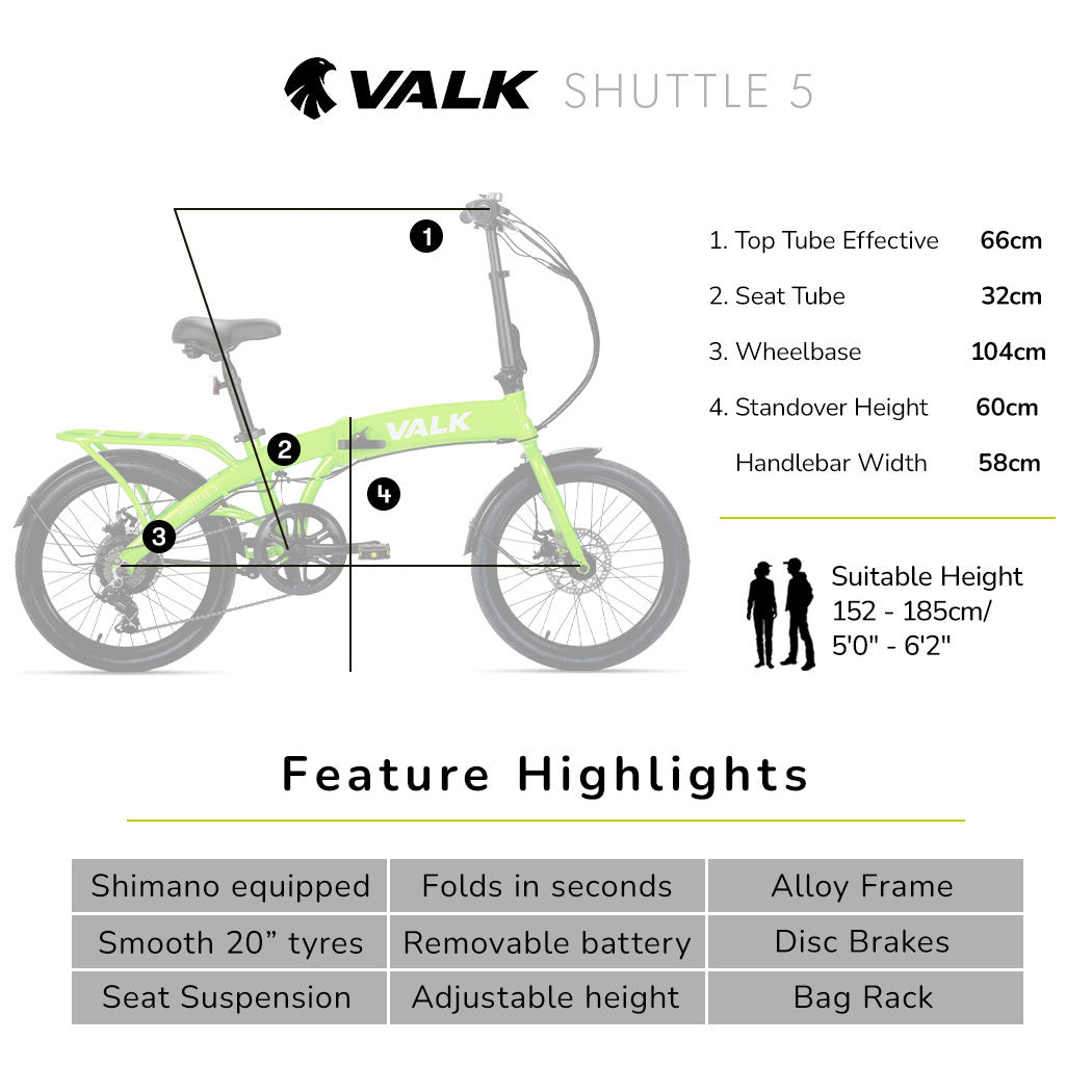 Electric Folding Bike with 7-Speed Shimano, 0.51m Tyres, Lime Green, 250W Motor