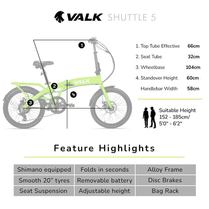Electric Folding Bike with 7-Speed Shimano, 0.51m Tyres, Lime Green, 250W Motor