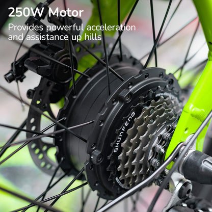 Electric Folding Bike with 7-Speed Shimano, 0.51m Tyres, Lime Green, 250W Motor