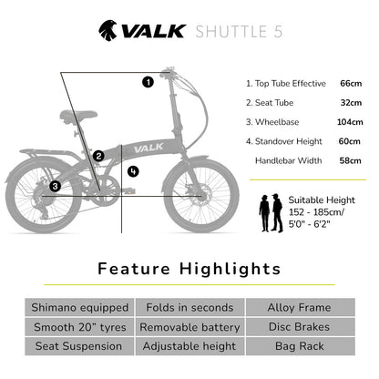 2023 Electric Folding Bike, 20m Tyres, 7-Speed, Compact Design, Dark Grey