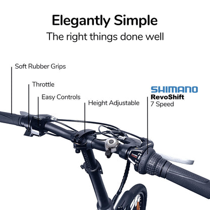 2023 Electric Folding Bike, 0.5m Tyres, Shimano 7-Speed, 250W Motor, White