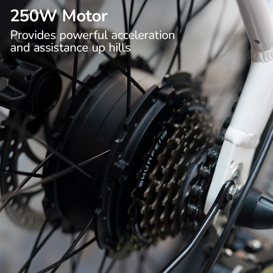 2023 Electric Folding Bike, 0.5m Tyres, Shimano 7-Speed, 250W Motor, White