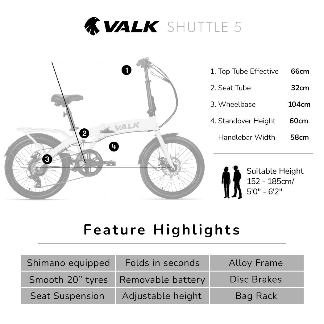 2023 Electric Folding Bike, 0.5m Tyres, Shimano 7-Speed, 250W Motor, White