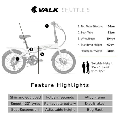 2023 Electric Folding Bike, 0.5m Tyres, Shimano 7-Speed, 250W Motor, White