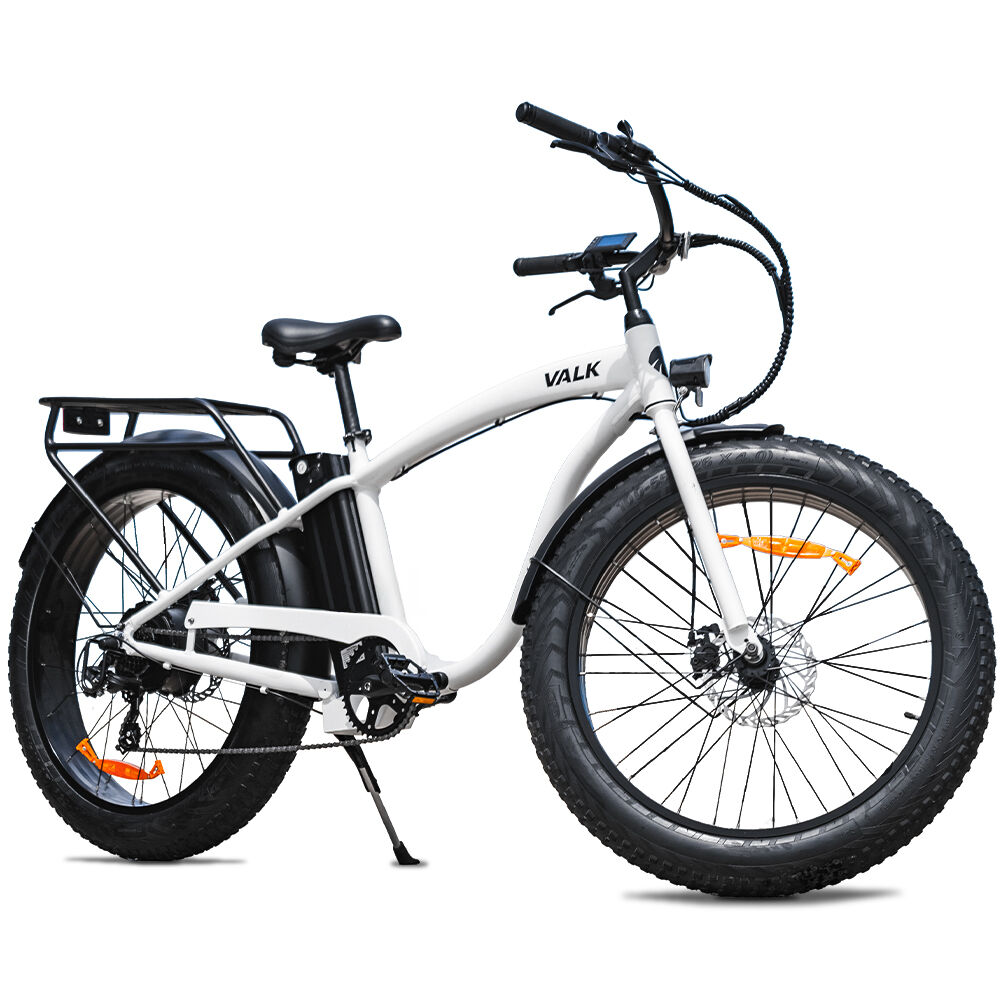 Electric Fat Tyre Cruiser Bike with Throttle, 350W Motor, White, 0.66m Wheels