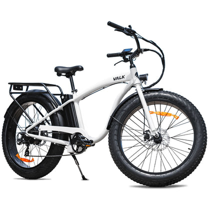 Electric Fat Tyre Cruiser Bike with Throttle, 350W Motor, White, 0.66m Wheels