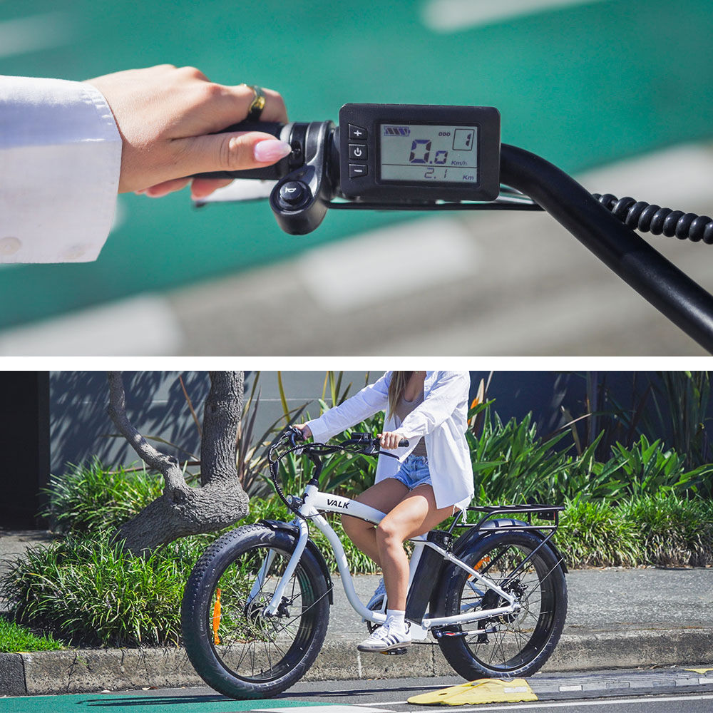 Electric Fat Tyre Cruiser Bike with Throttle, 350W Motor, White, 0.66m Wheels