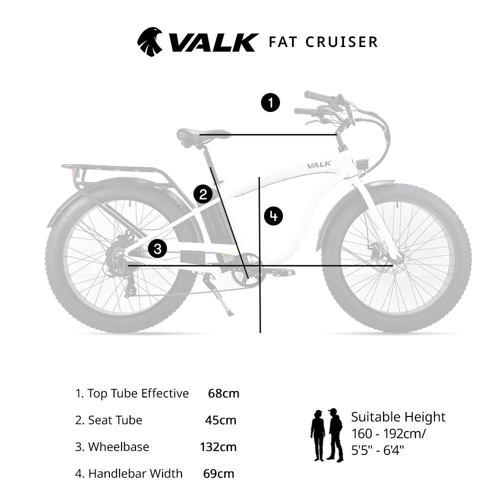 Electric Fat Tyre Cruiser Bike with Throttle, 350W Motor, White, 0.66m Wheels