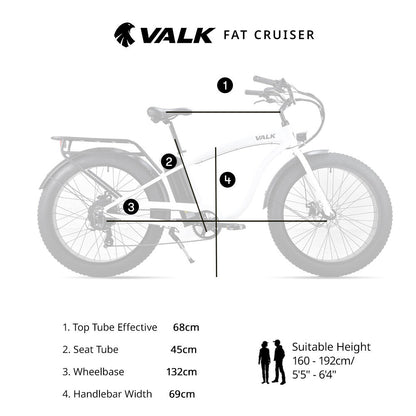Electric Fat Tyre Cruiser Bike with Throttle, 350W Motor, White, 0.66m Wheels