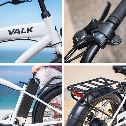 Electric Fat Tyre Cruiser Bike with Throttle, 350W Motor, White, 0.66m Wheels