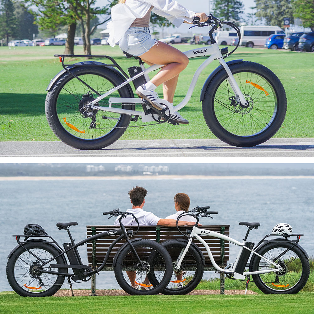 Electric Fat Tyre Cruiser Bike with Throttle, 350W Motor, White, 0.66m Wheels