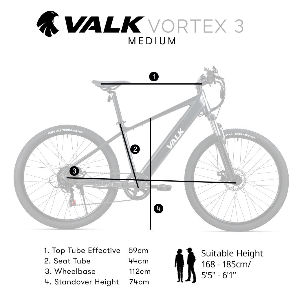 Vortex 3 Electric Bike, Medium Frame Mountain ebike, Gunmetal Grey