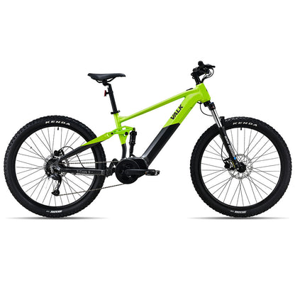 Electric Mountain Bike, Dual Suspension, 70km Range, Medium Frame, Black/Lime