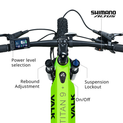 Electric Mountain Bike, Dual Suspension, 70km Range, Medium Frame, Black/Lime