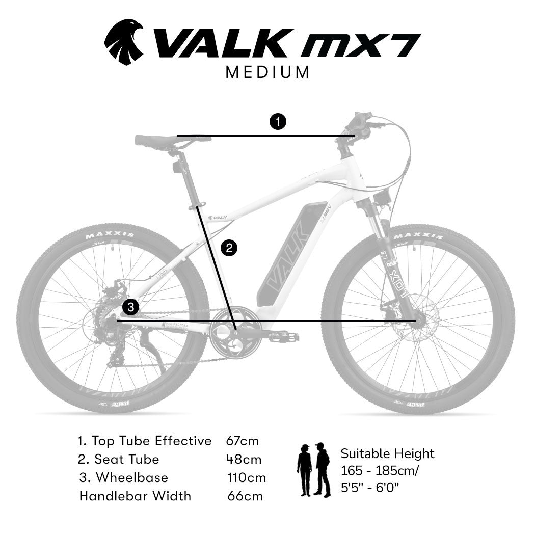 MX7 Electric Mountain Bike, Medium Frame, 250W Motor, 40km Range, White