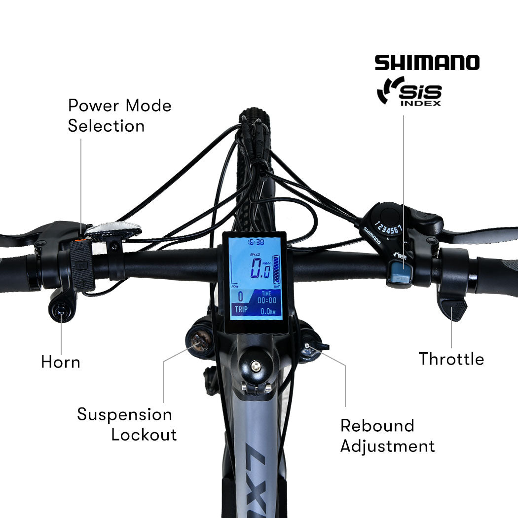 MX7 Electric Mountain Bike - 250W Motor, 0.7m Wheels, 40km Range, Black