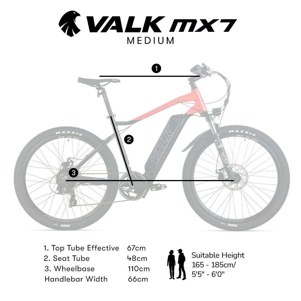 2023 MX7 Electric Mountain Bike, Medium Frame, Black/Red, 40km Range
