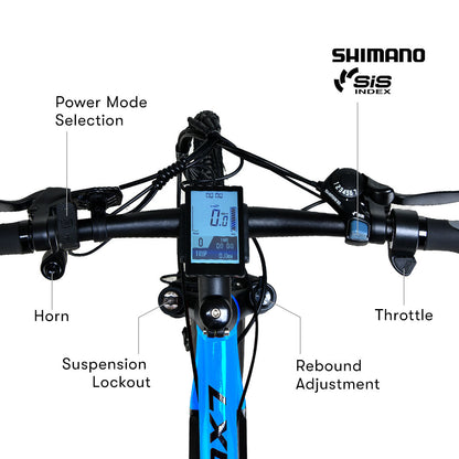 2023 MX7 Electric Mountain Bike, Medium Frame, 0.7m Wheels, Black/Blue