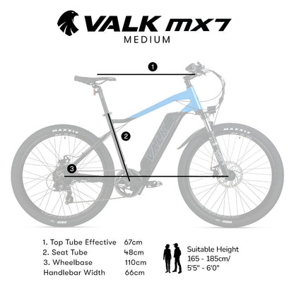 2023 MX7 Electric Mountain Bike, Medium Frame, 0.7m Wheels, Black/Blue